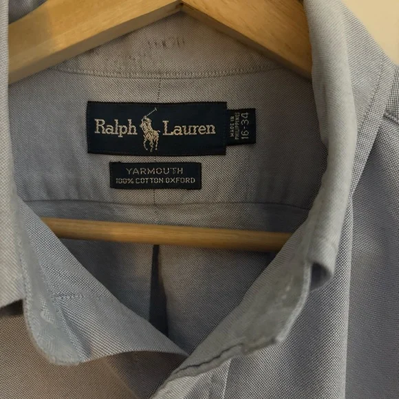 Ralph Lauren Light Blue Oxford Button-Down Shirt - Classic Men's 16-34 - Picture 4 of 5